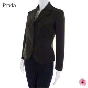Prada Dark Brown Notched Collar Blazer Long Sleeve IT 40